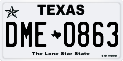 TX license plate DME0863