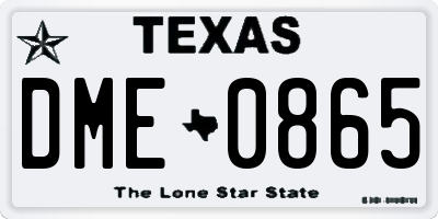 TX license plate DME0865
