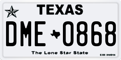 TX license plate DME0868