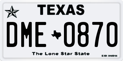 TX license plate DME0870