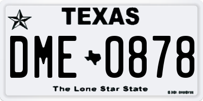 TX license plate DME0878