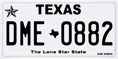 TX license plate DME0882