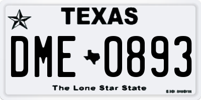 TX license plate DME0893