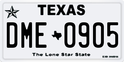 TX license plate DME0905