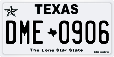 TX license plate DME0906
