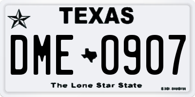 TX license plate DME0907