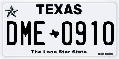 TX license plate DME0910