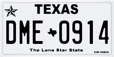 TX license plate DME0914