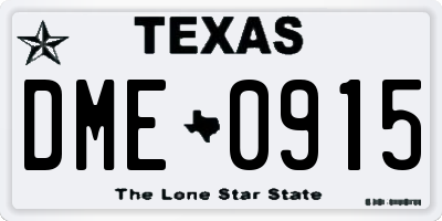TX license plate DME0915