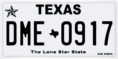 TX license plate DME0917