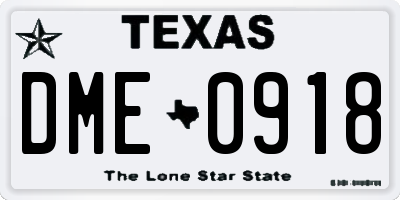 TX license plate DME0918