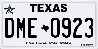 TX license plate DME0923
