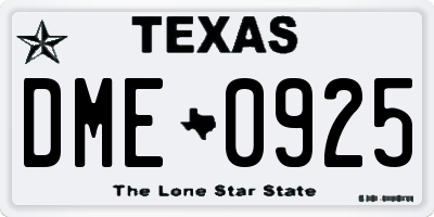 TX license plate DME0925