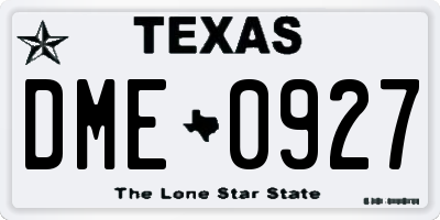 TX license plate DME0927