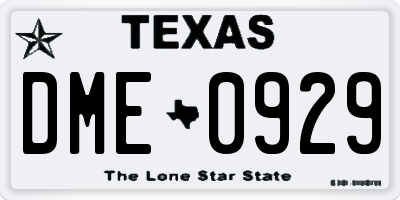 TX license plate DME0929