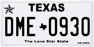 TX license plate DME0930