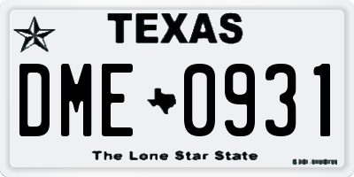 TX license plate DME0931