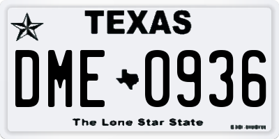 TX license plate DME0936