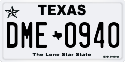 TX license plate DME0940