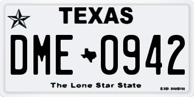 TX license plate DME0942