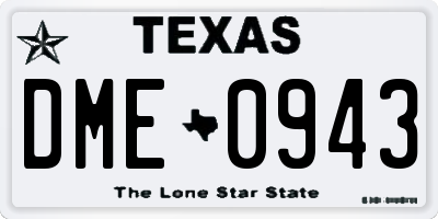 TX license plate DME0943