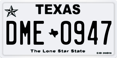 TX license plate DME0947