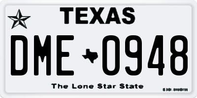 TX license plate DME0948