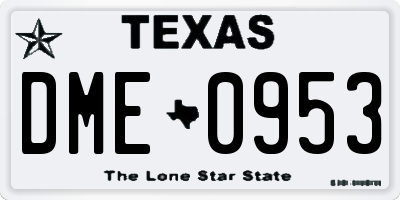 TX license plate DME0953