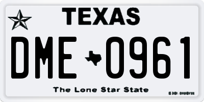 TX license plate DME0961