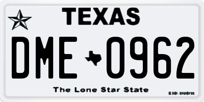 TX license plate DME0962