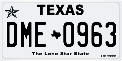 TX license plate DME0963
