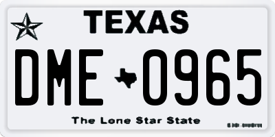 TX license plate DME0965