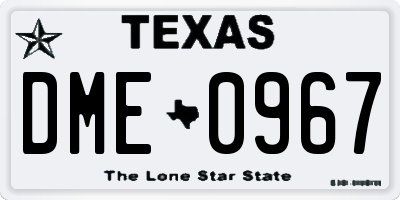 TX license plate DME0967