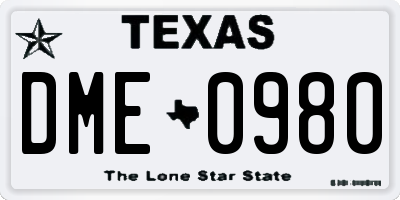 TX license plate DME0980