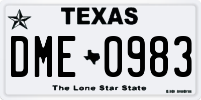 TX license plate DME0983