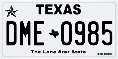 TX license plate DME0985