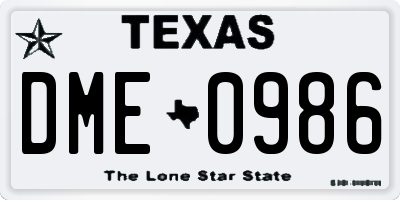TX license plate DME0986