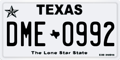 TX license plate DME0992