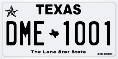 TX license plate DME1001