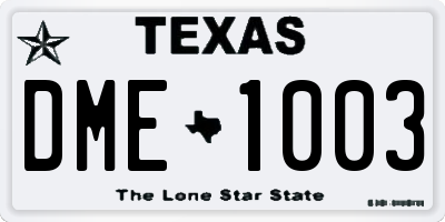 TX license plate DME1003