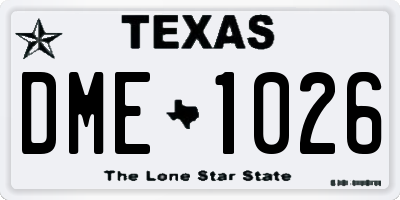 TX license plate DME1026