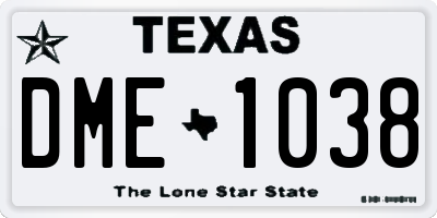 TX license plate DME1038