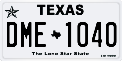 TX license plate DME1040