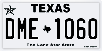 TX license plate DME1060