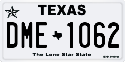 TX license plate DME1062