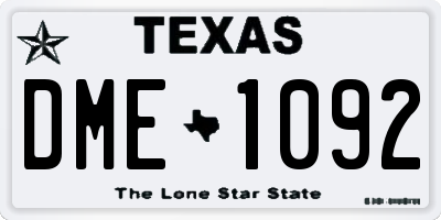TX license plate DME1092