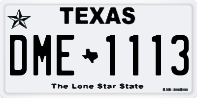 TX license plate DME1113
