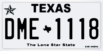 TX license plate DME1118