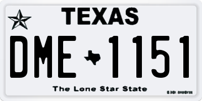 TX license plate DME1151