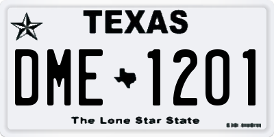 TX license plate DME1201